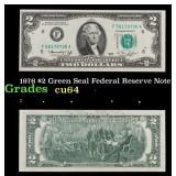 1976 $2 Green Seal Federal Reserve Note Grades Cho