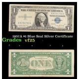 1957A $1 Blue Seal Silver Certificate Grades vf+