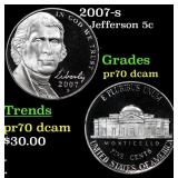 2007-s Proof Jefferson Nickel 5c pr70 dcam SEGS