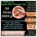 BU Shotgun Lincoln 1c roll, 1995-p 50 pcs Bank Wra
