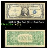 1957B $1 Blue Seal Silver Certificate Grades vf+