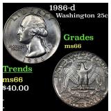 1986-d Washington Quarter 25c Grades GEM+ Unc