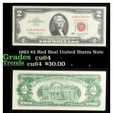 1963 $2 Red Seal United States Note Grades Choice