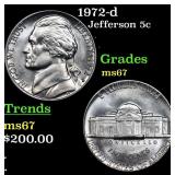 1972-d Jefferson Nickel 5c Grades GEM++ Unc