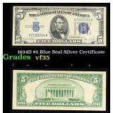 1934D $5 Blue Seal Silver Certificate Grades vf++