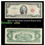 1963 $2 Red Seal United States Note Grades xf+