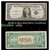 1935E $1 Blue Seal Silver Certificate Grades vf+