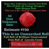 BU Shotgun Lincoln 1c roll, 1978-p 50 pcs Bank Wra