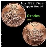 1oz .999 Fine Copper Bullion Round - Kraken style