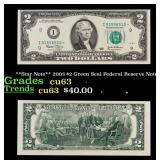 **Star Note** 2003 $2 Green Seal Federal Reserve N