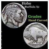 Hobo Buffalo Nickel 5c Grades Hand Carved