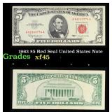 1963 $5 Red Seal United States Note Grades xf+