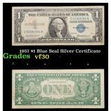 1957 $1 Blue Seal Silver Certificate Grades vf++