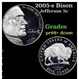 2005-s Bison Proof Jefferson Nickel 5c Grades GEM+