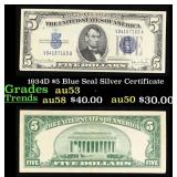 1934D $5 Blue Seal Silver Certificate Grades Selec