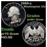 1988-s Proof Washington Quarter 25c Grades GEM++ P