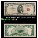 1953B $5 Red Seal United States Note Grades vf++