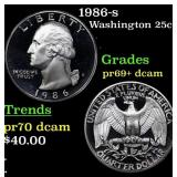 1986-s Proof Washington Quarter 25c Grades GEM++ P
