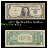 1957 $1 Blue Seal Silver Certificate Grades vf++