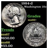 1984-d Washington Quarter 25c Grades GEM++ Unc