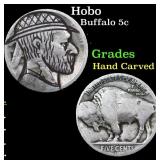 Hobo Buffalo Nickel 5c Grades Hand Carved