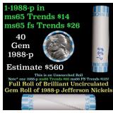 BU Shotgun Jefferson 5c roll, 1988-p 40 pcs Bank $