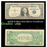 1957B $1 Blue Seal Silver Certificate Grades vf++