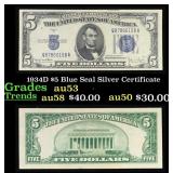 1934D $5 Blue Seal Silver Certificate Grades Selec