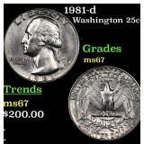 1981-d Washington Quarter 25c Grades GEM++ Unc