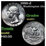 1986-d Washington Quarter 25c Grades GEM+ Unc