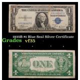 1935B $1 Blue Seal Silver Certificate Grades vf++