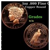 1oz .999 Fine Copper Bullion Round - Peace Dollar