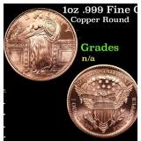 1oz .999 Fine Copper Bullion Round - Standing Libe