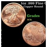 1oz .999 Fine Copper Bullion Round - Walking Liber