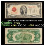 1928D $2 Red Seal United States Note Grades vf+