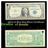 1957A $1 Blue Seal Silver Certificate Grades vf de