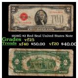 1928G $2 Red Seal United States Note Grades vf+