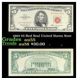 1963 $5 Red Seal United States Note Grades Choice