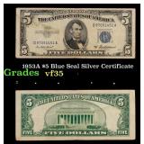 1953A $5 Blue Seal Silver Certificate Grades vf++