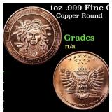 1oz .999 Fine Copper Bullion Round - Medusa style