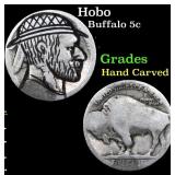 Hobo Buffalo Nickel 5c Grades Hand Carved
