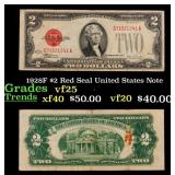 1928F $2 Red Seal United States Note Grades vf+