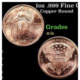 1oz .999 Fine Copper Bullion Round - Standing Libe