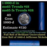 BU Shotgun Jefferson 5c roll, 1990-d 40 pcs Bank $