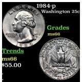 1984-p Washington Quarter 25c Grades GEM+ Unc