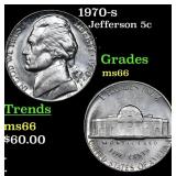 1970-s Jefferson Nickel 5c Grades GEM+ Unc