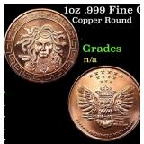 1oz .999 Fine Copper Bullion Round - Medusa style