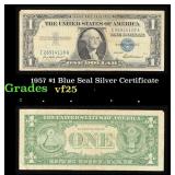 1957 $1 Blue Seal Silver Certificate Grades vf+