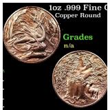 1oz .999 Fine Copper Bullion Round - Dragon style
