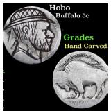 Hobo Buffalo Nickel 5c Grades Hand Carved